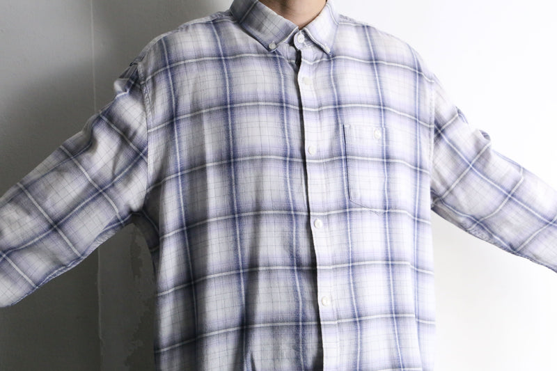 “CK” white×blue check cotton shirt