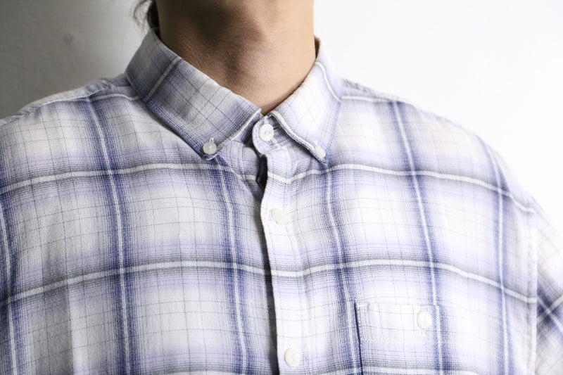 “CK” white×blue check cotton shirt