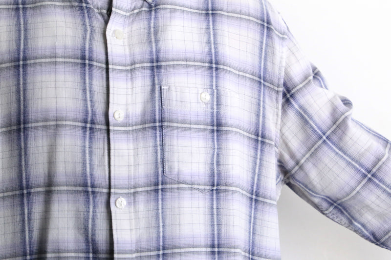 “CK” white×blue check cotton shirt