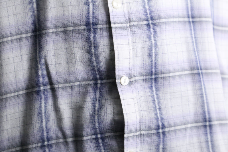 “CK” white×blue check cotton shirt