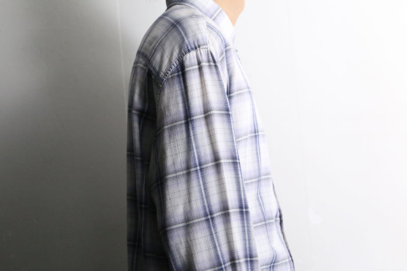 “CK” white×blue check cotton shirt