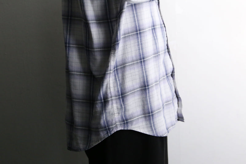 “CK” white×blue check cotton shirt