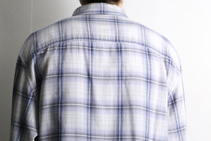 “CK” white×blue check cotton shirt