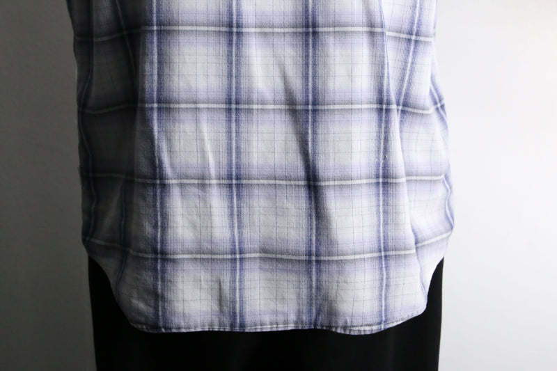 “CK” white×blue check cotton shirt