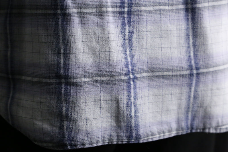 “CK” white×blue check cotton shirt