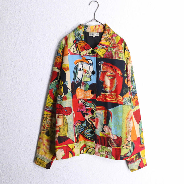 Picasso art graphic linen×rayon shirt jacket
