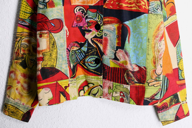 Picasso art graphic linen×rayon shirt jacket