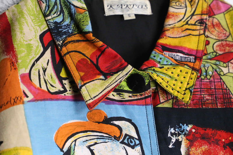 Picasso art graphic linen×rayon shirt jacket