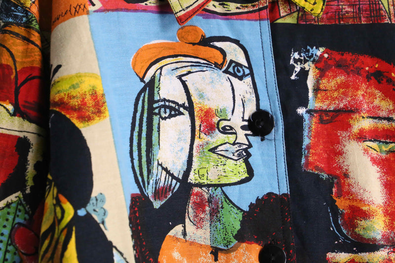 Picasso art graphic linen×rayon shirt jacket