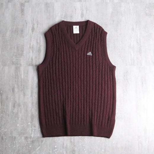 “adidas” bordeaux v-neck knit vest