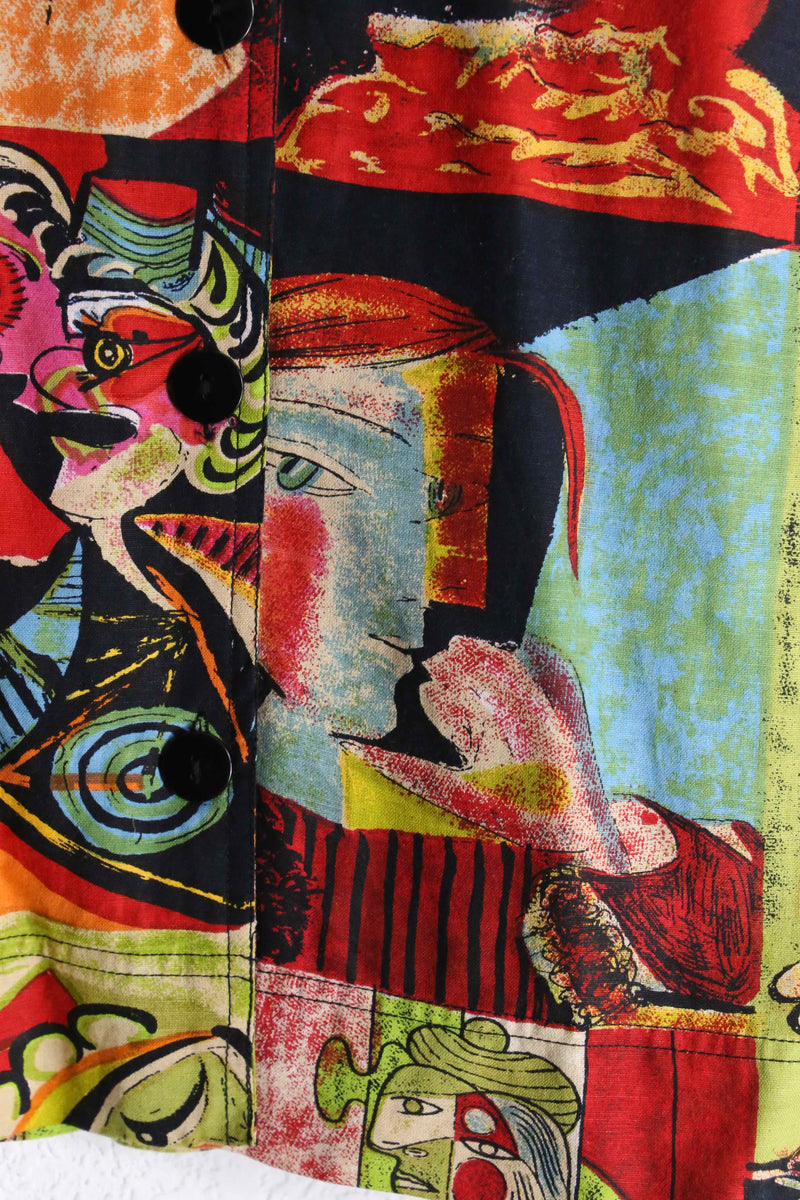 Picasso art graphic linen×rayon shirt jacket