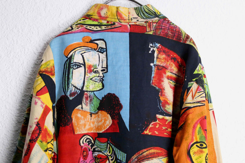 Picasso art graphic linen×rayon shirt jacket