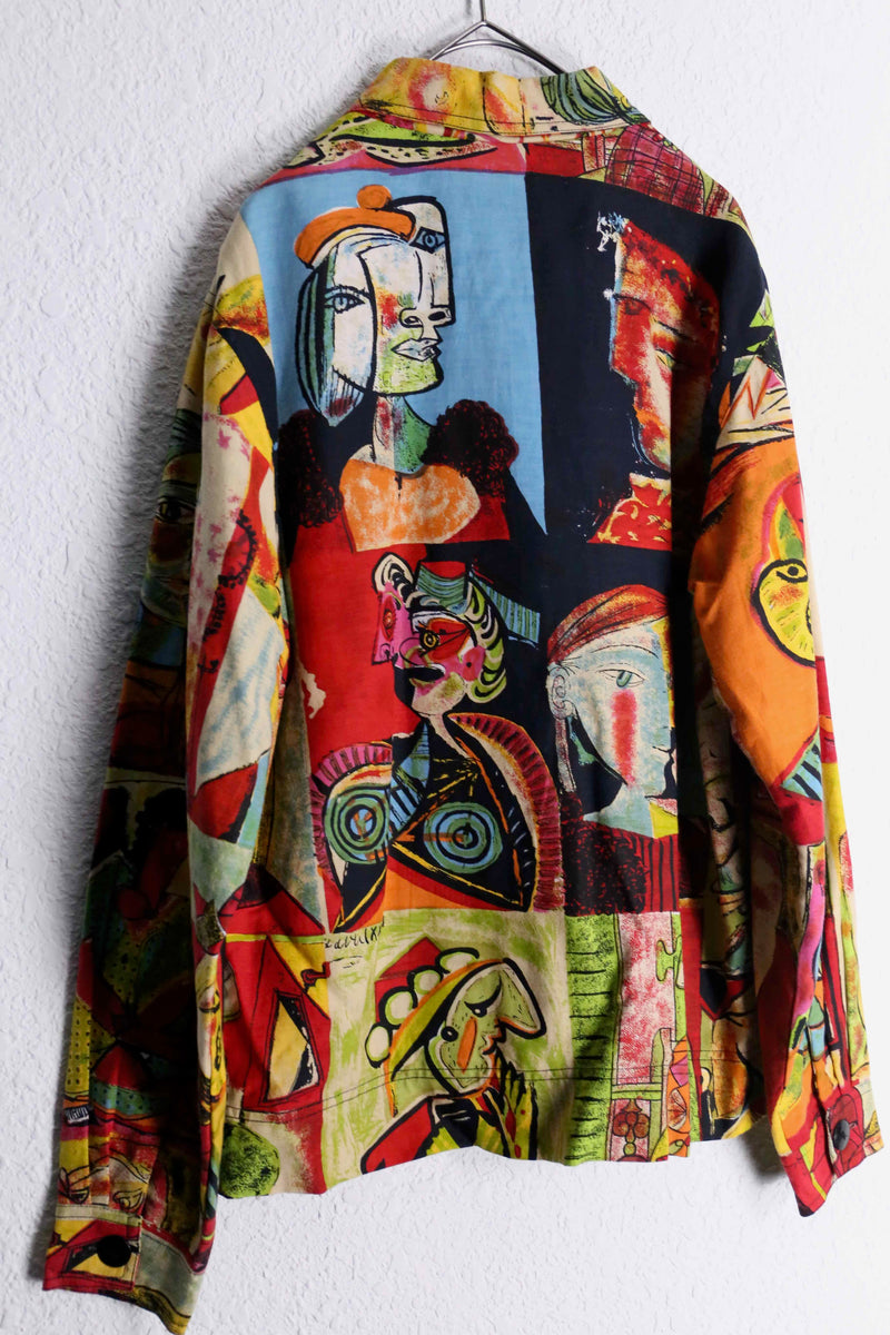 Picasso art graphic linen×rayon shirt jacket