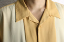 pale yellow open collar over size s/s shirt