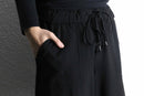 black drawcord wide easy pants