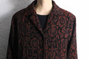 "chico’s" red & black brocade long dress coat