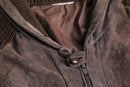 moca brown suede switch design cardigan