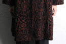 "chico’s" red & black brocade long dress coat