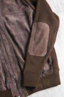 moca brown suede switch design cardigan