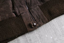 moca brown suede switch design cardigan