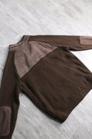 moca brown suede switch design cardigan