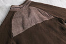 moca brown suede switch design cardigan