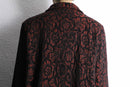 "chico’s" red & black brocade long dress coat