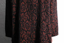 "chico’s" red & black brocade long dress coat