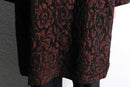 "chico’s" red & black brocade long dress coat