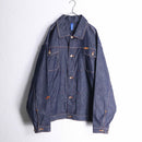 "PLATINUM FUBU" back design big silhouette denim jacket