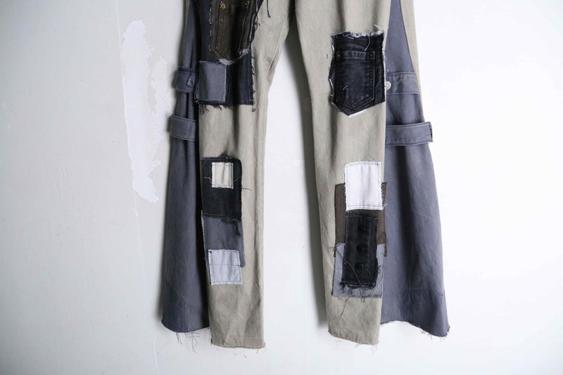 "Re:make" patchwork design flare denim pants