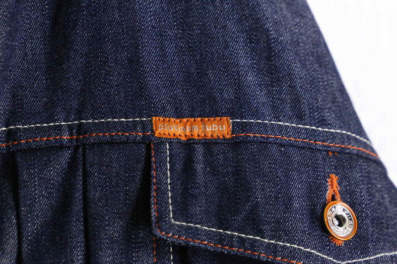 "PLATINUM FUBU" back design big silhouette denim jacket
