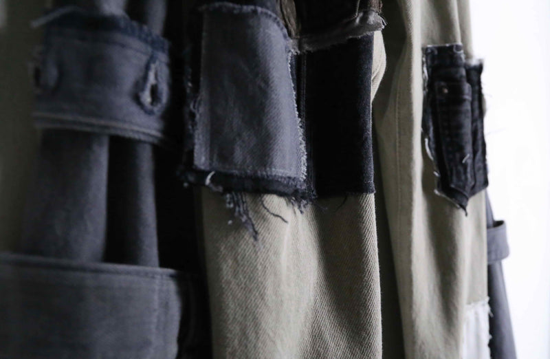 "Re:make" patchwork design flare denim pants