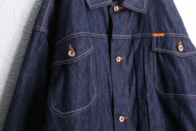 "PLATINUM FUBU" back design big silhouette denim jacket