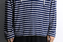 navy and white striped rayon blend pullover hoodie