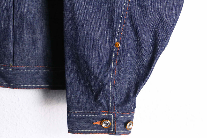 "PLATINUM FUBU" back design big silhouette denim jacket