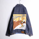 "PLATINUM FUBU" back design big silhouette denim jacket
