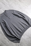90-00's "CHAPS" mock neck half button oversized cotton knit