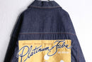 "PLATINUM FUBU" back design big silhouette denim jacket