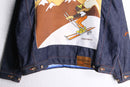 "PLATINUM FUBU" back design big silhouette denim jacket