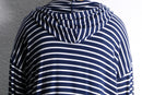 navy and white striped rayon blend pullover hoodie