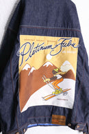 "PLATINUM FUBU" back design big silhouette denim jacket