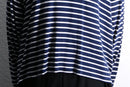 navy and white striped rayon blend pullover hoodie