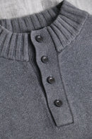 90-00's "CHAPS" mock neck half button oversized cotton knit