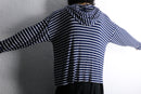 navy and white striped rayon blend pullover hoodie