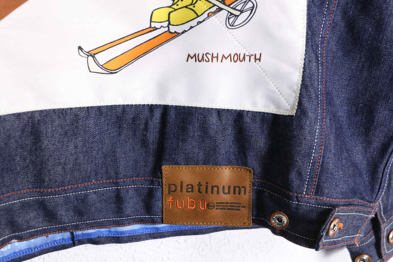 "PLATINUM FUBU" back design big silhouette denim jacket