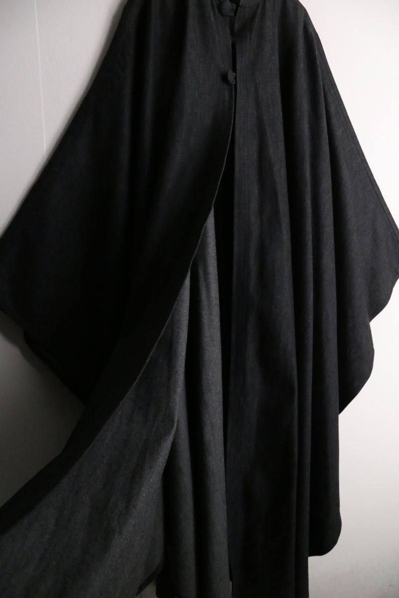 black super wide poncho coat