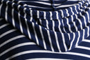navy and white striped rayon blend pullover hoodie