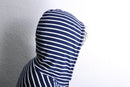 navy and white striped rayon blend pullover hoodie