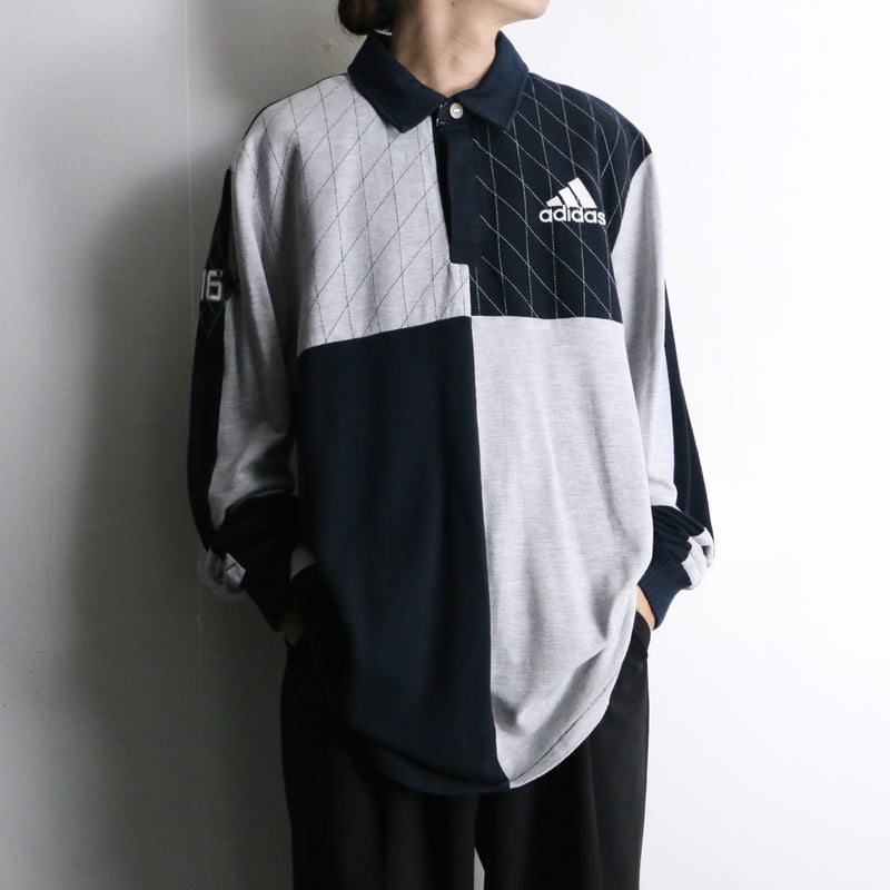 "adidas" panel switch L/S polo shirt